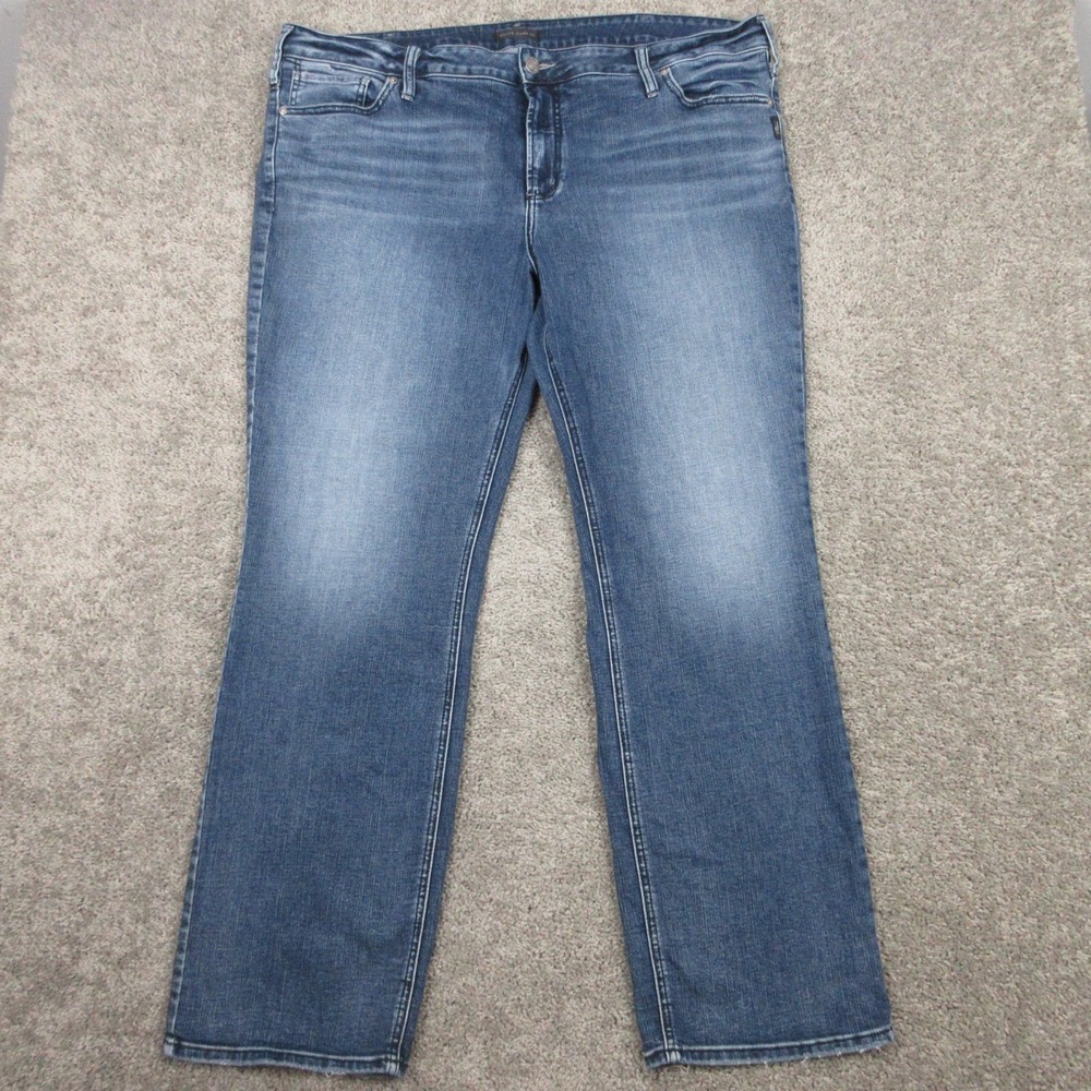 Silver Jeans Womens 22 Blue Elyse Slim Boot‎ Faded Western Cowgirl Denim Pants